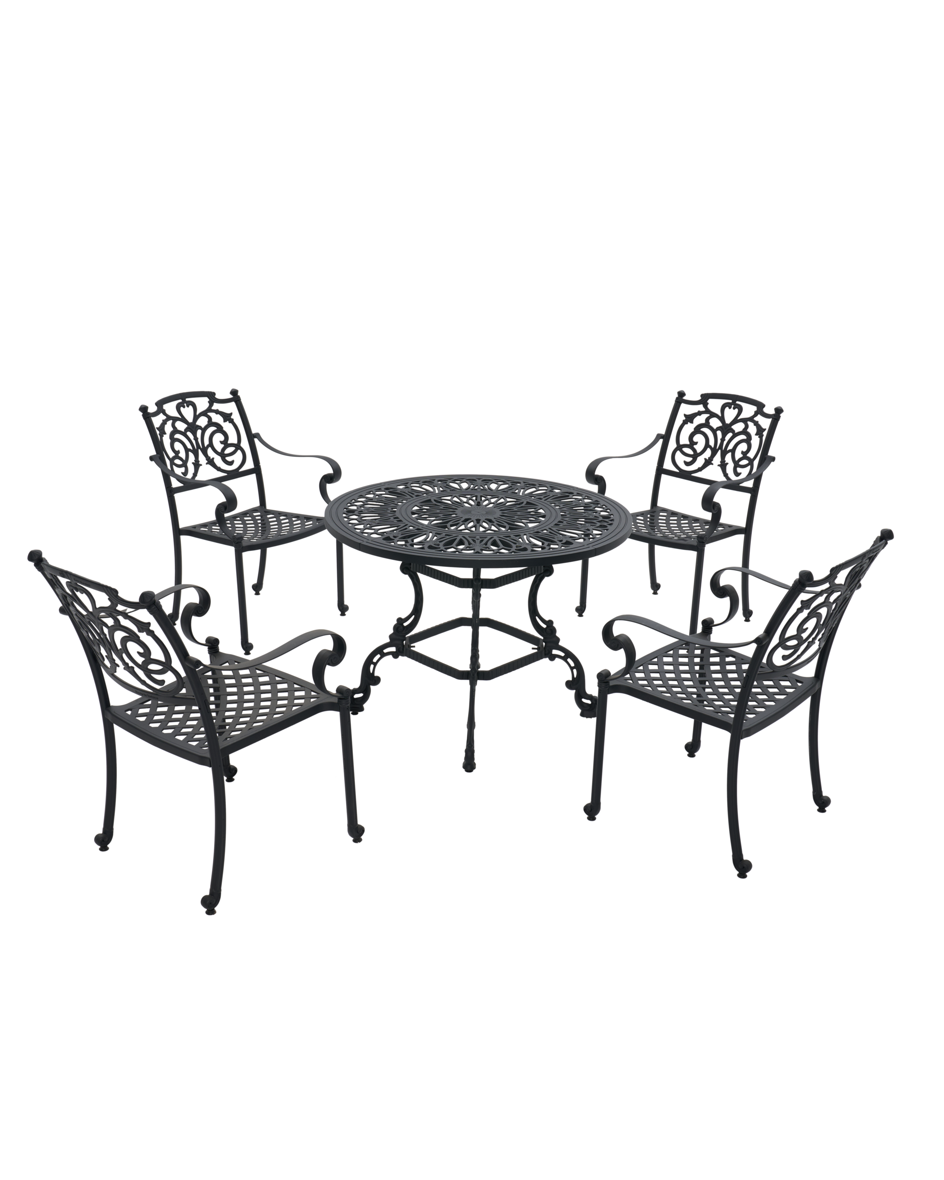 Cast Aluminum Outdoor Dining Table Set – 4 Seater