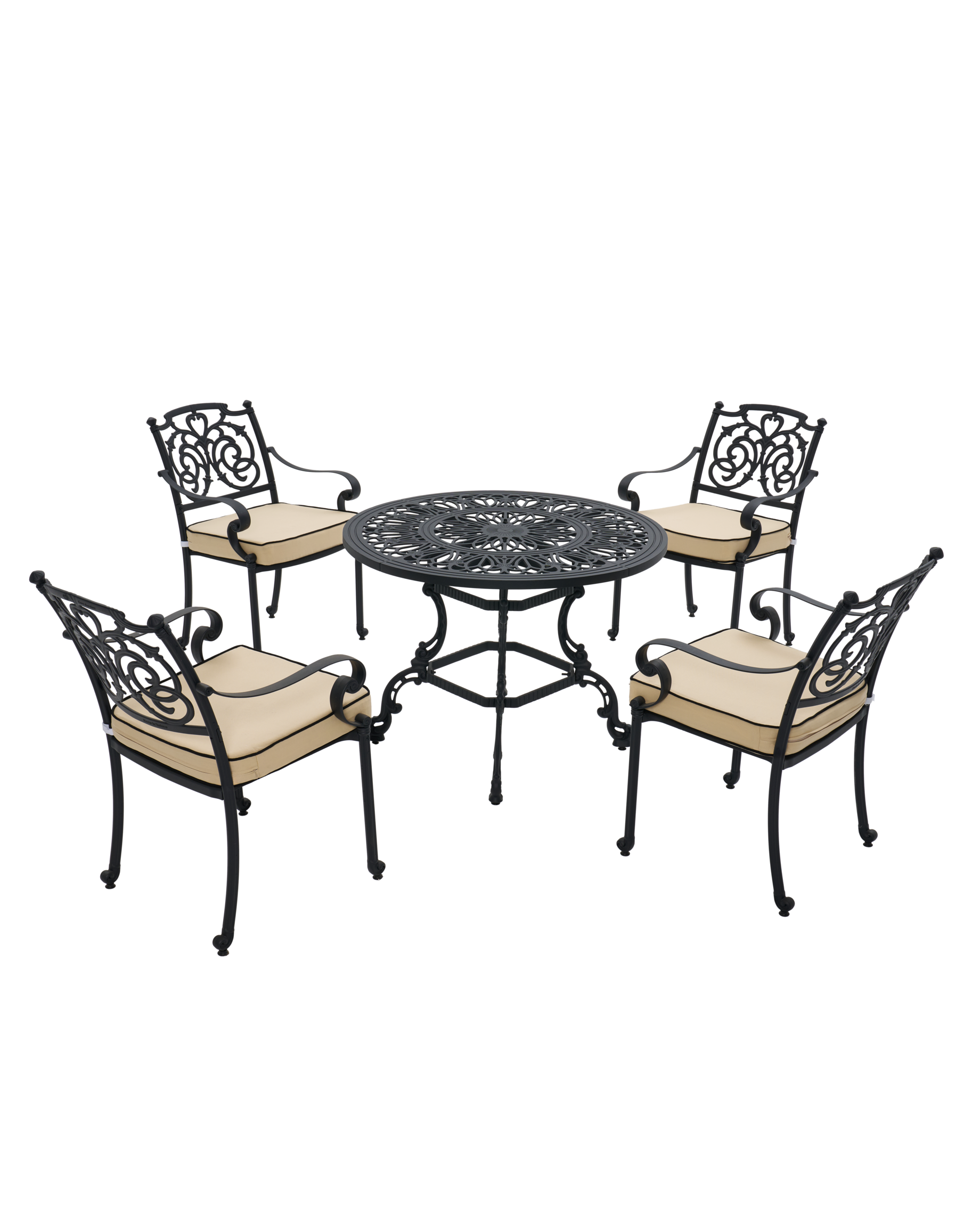 Cast Aluminum Outdoor Dining Table Set – 4 Seater