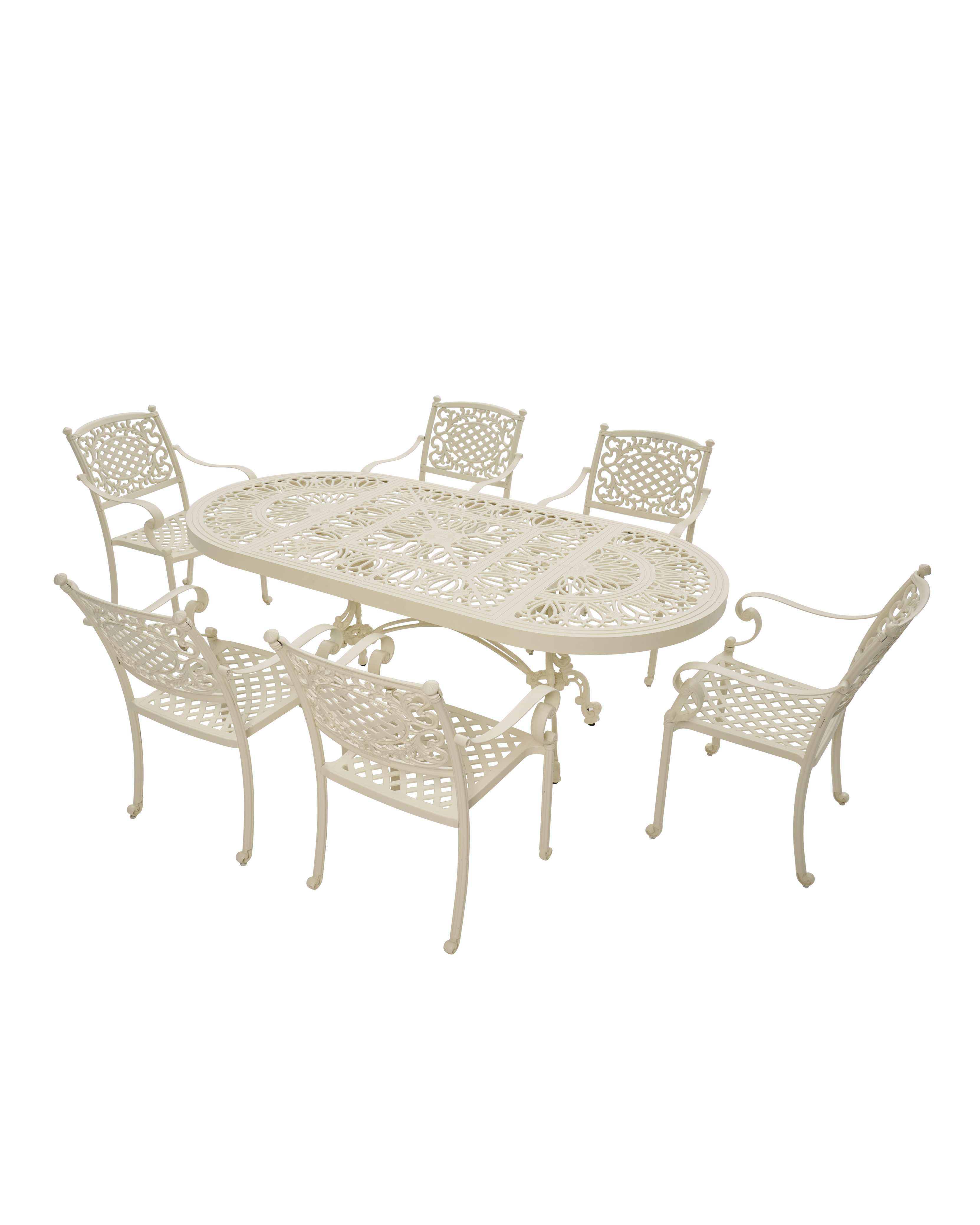 Cast Aluminum Outdoor Dining Table Set – 6 Seater