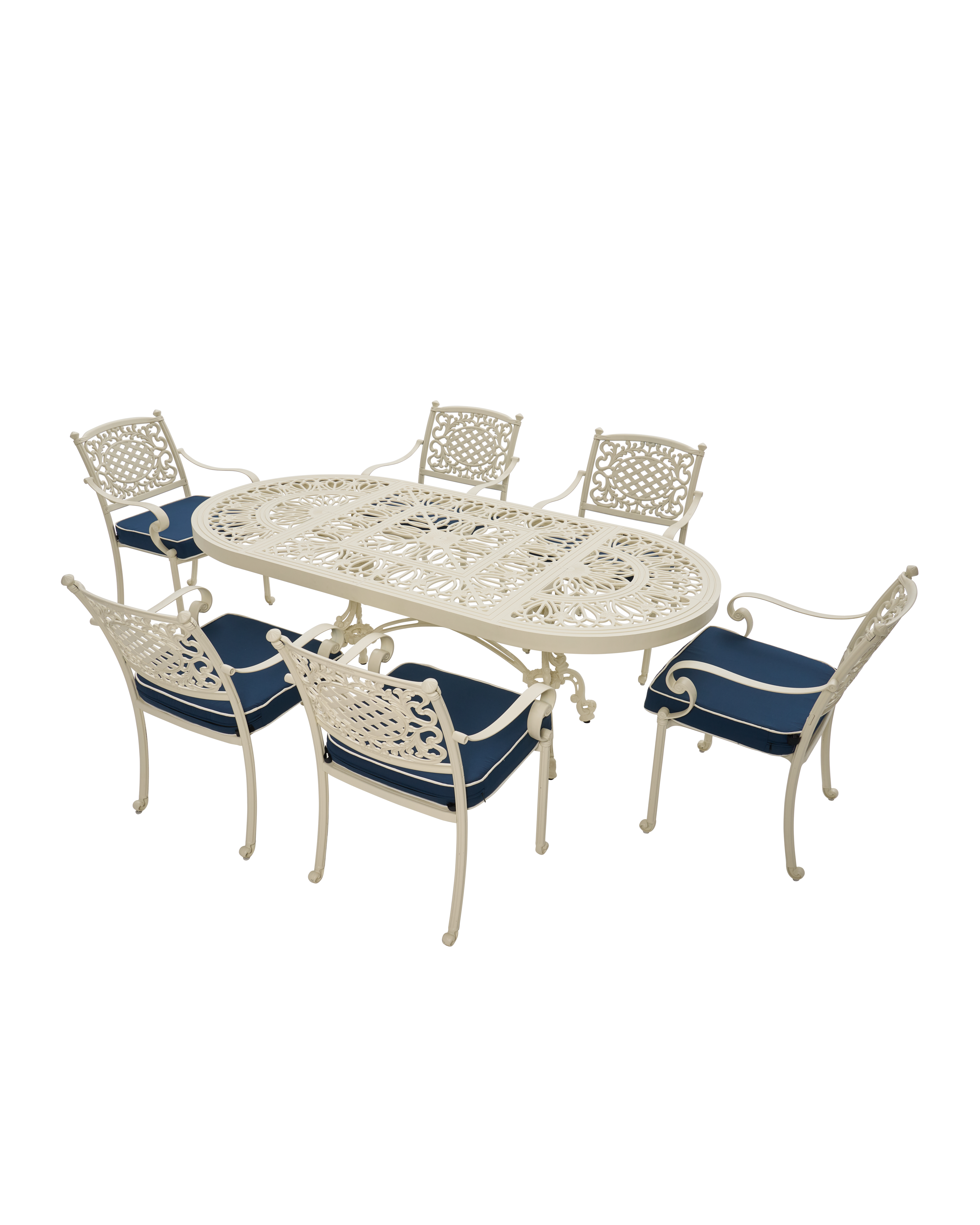 Cast Aluminum Outdoor Dining Table Set – 6 Seater