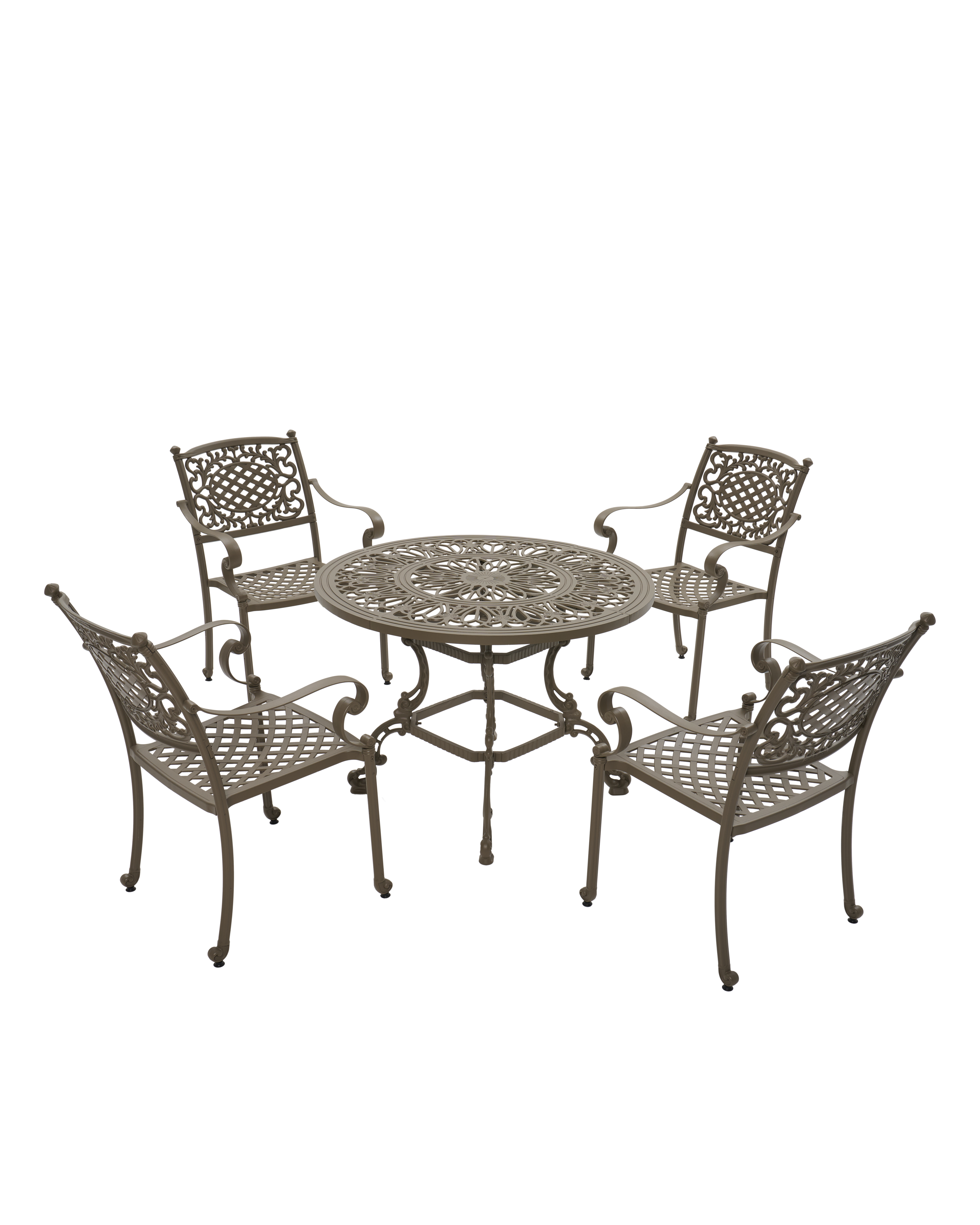 Cast Aluminum Outdoor Dining Table Set – 4 Seater
