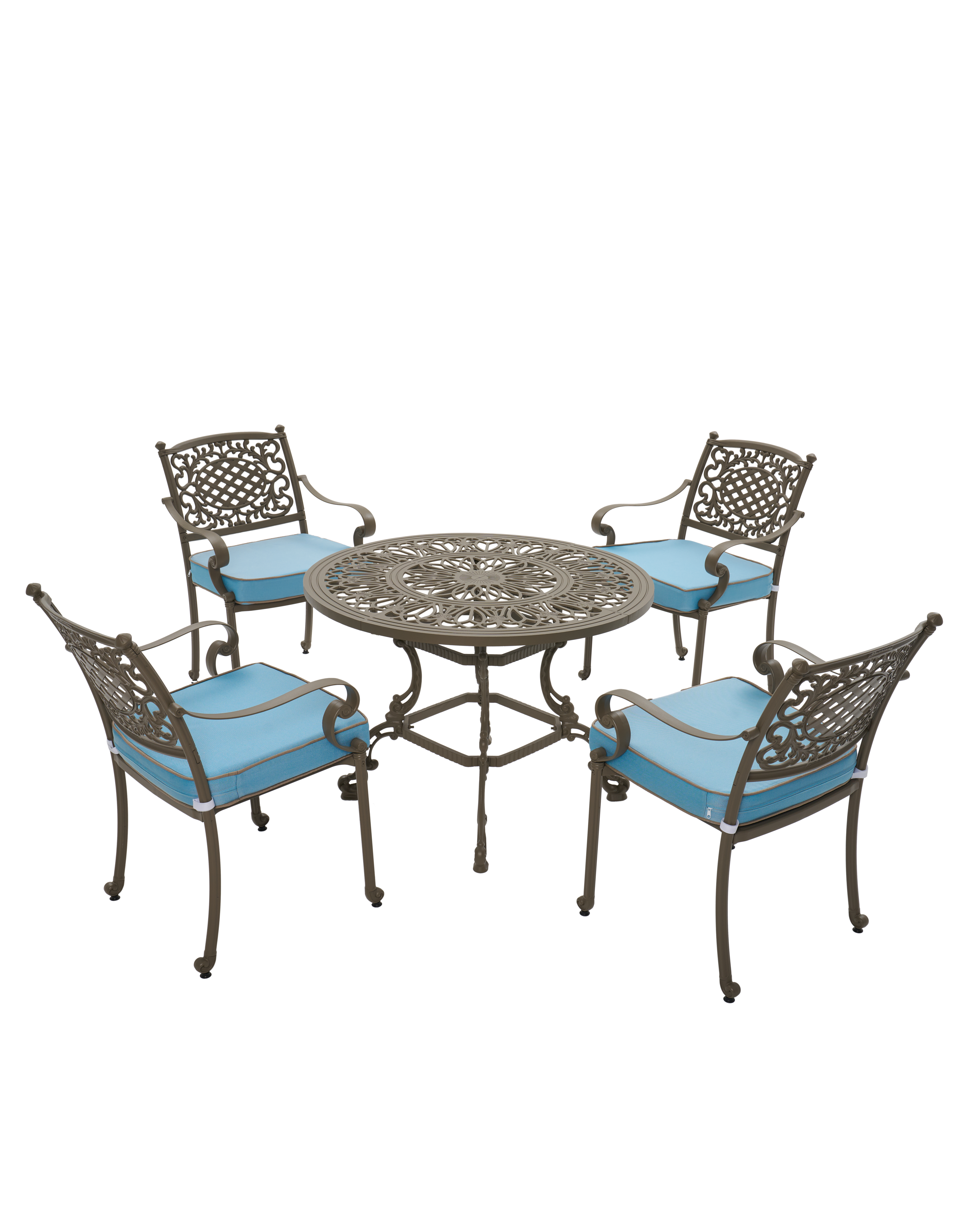 Cast Aluminum Outdoor Dining Table Set – 4 Seater
