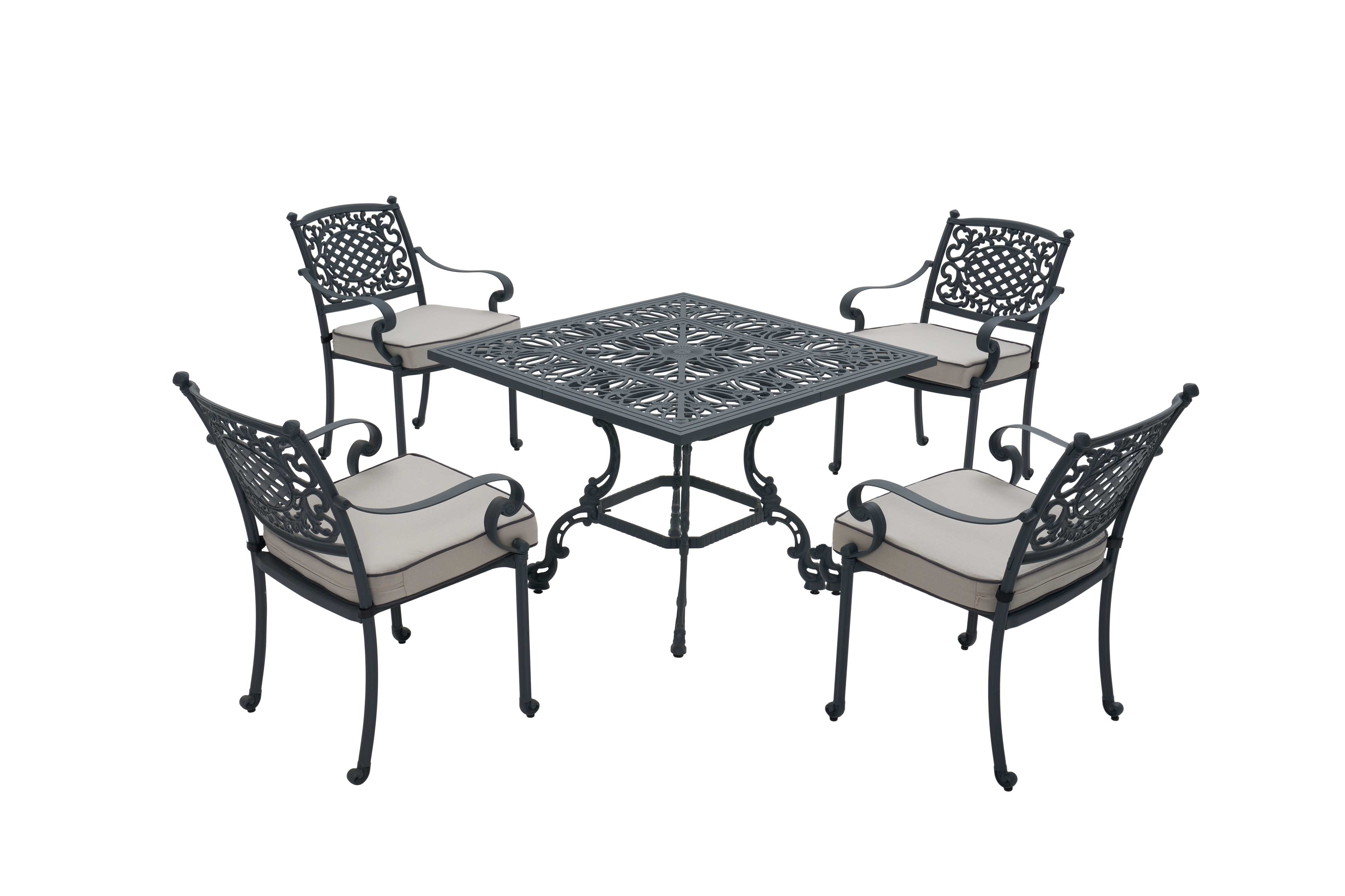 Cast Aluminum Outdoor Dining Table Set – 4 Seater