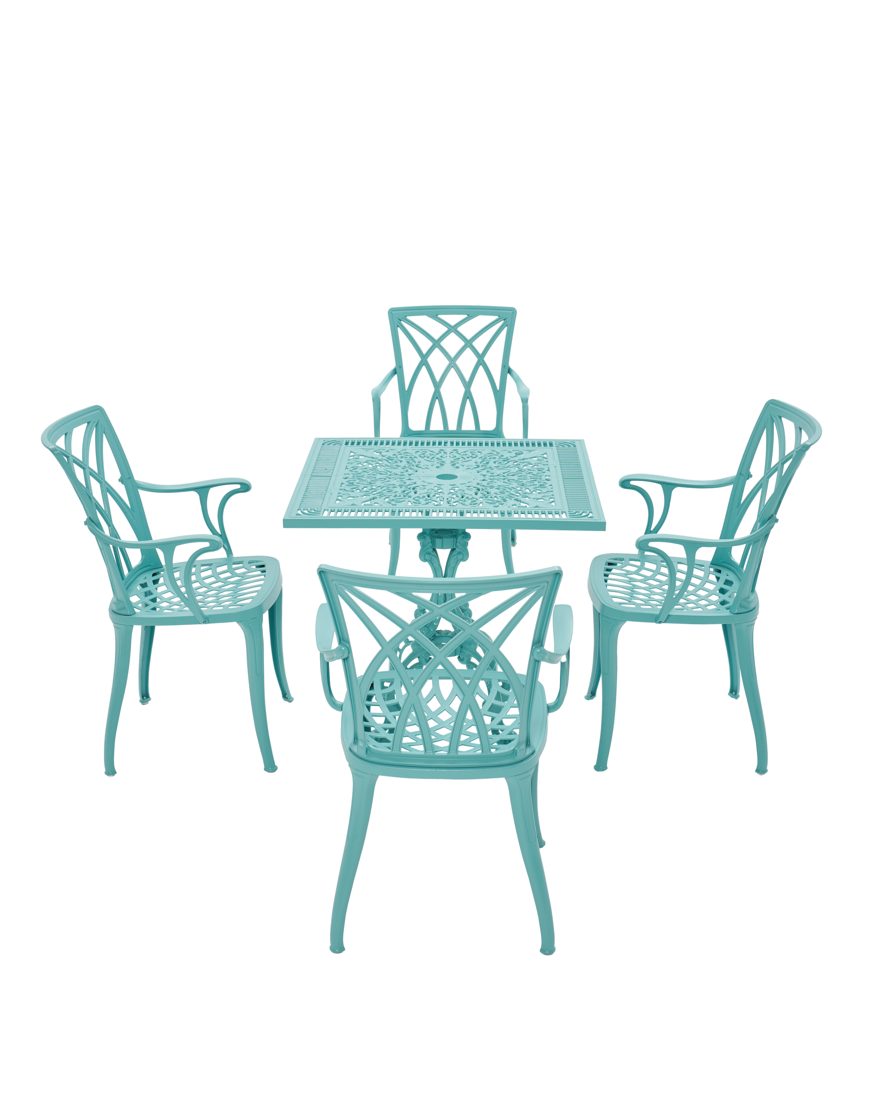 Cast Aluminum Outdoor Dining Table Set – 4 Seater