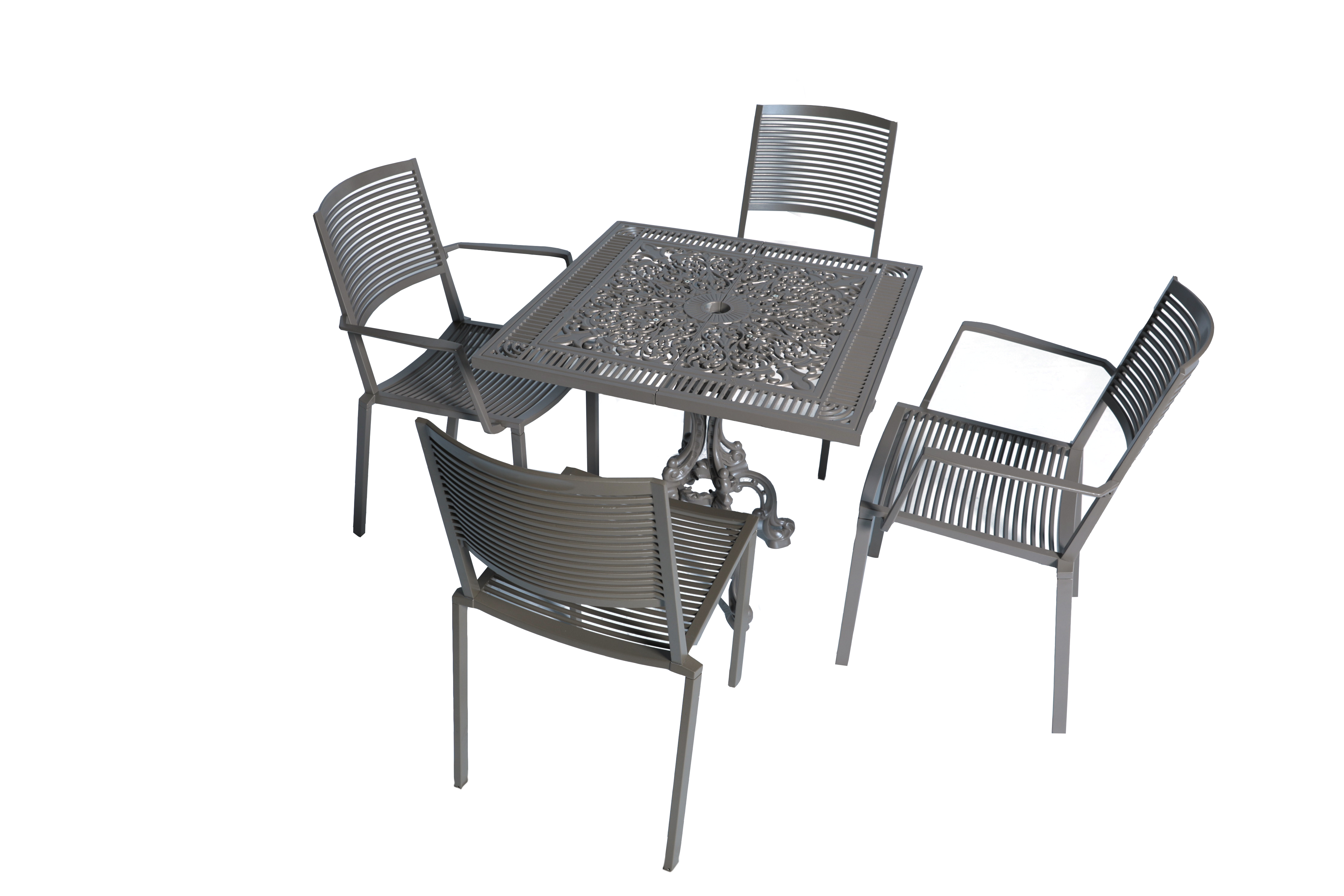 Cast Aluminum Outdoor Dining Table Set – 4 Seater