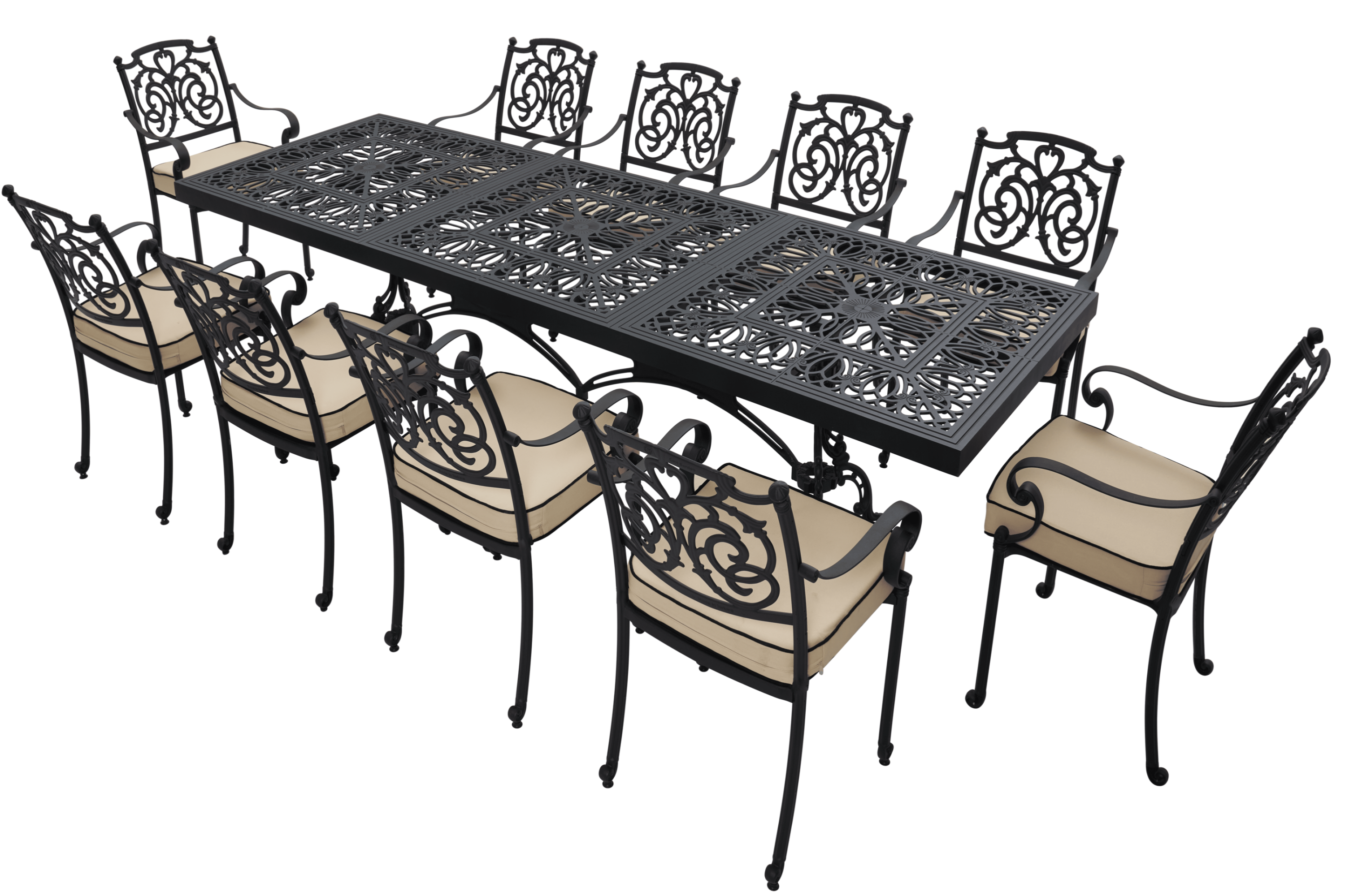 Cast Aluminum Outdoor Dining Table Set – 10 Seater