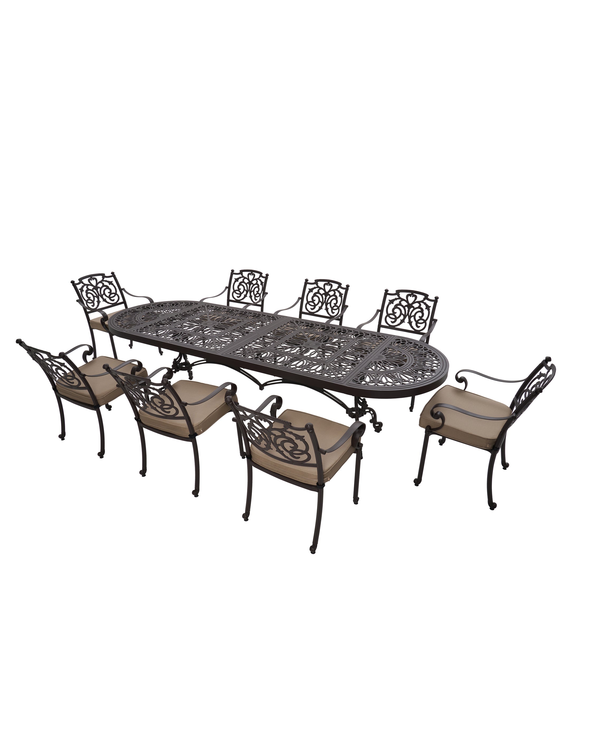 Cast Aluminum Outdoor Dining Table Set – 8 Seater