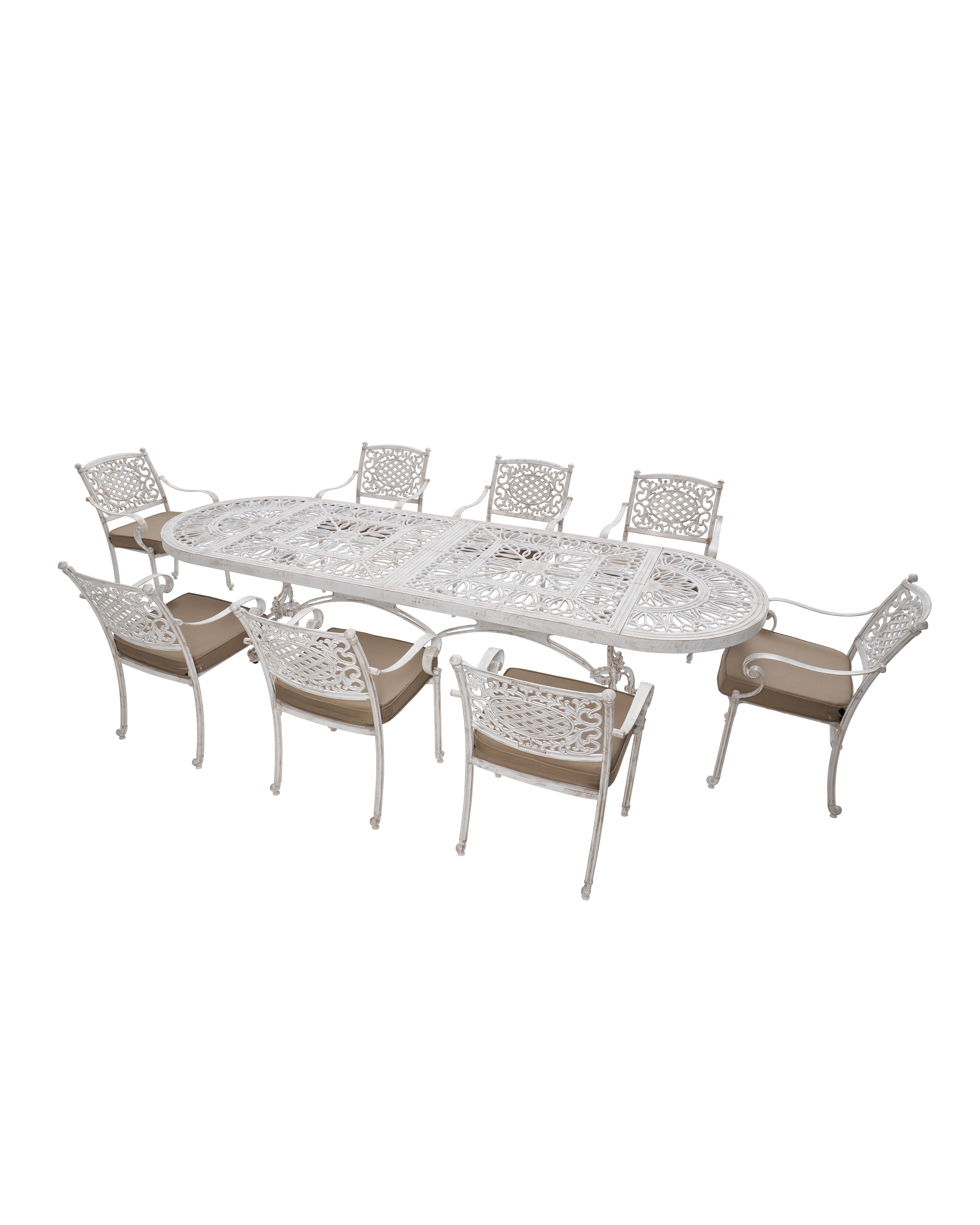 Cast Aluminum Outdoor Dining Table Set – 8 Seater