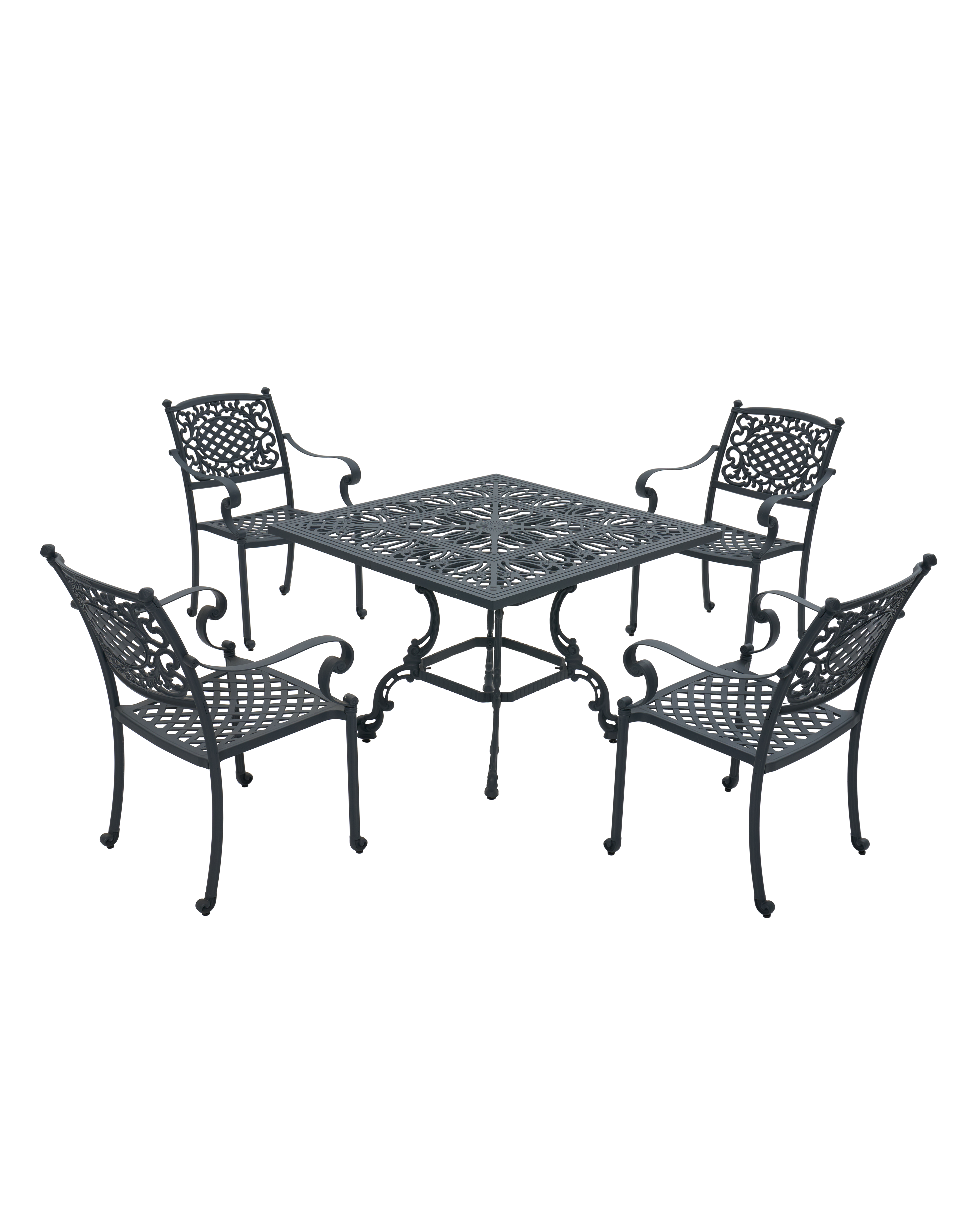 Cast Aluminum Outdoor Dining Table Set – 4 Seater