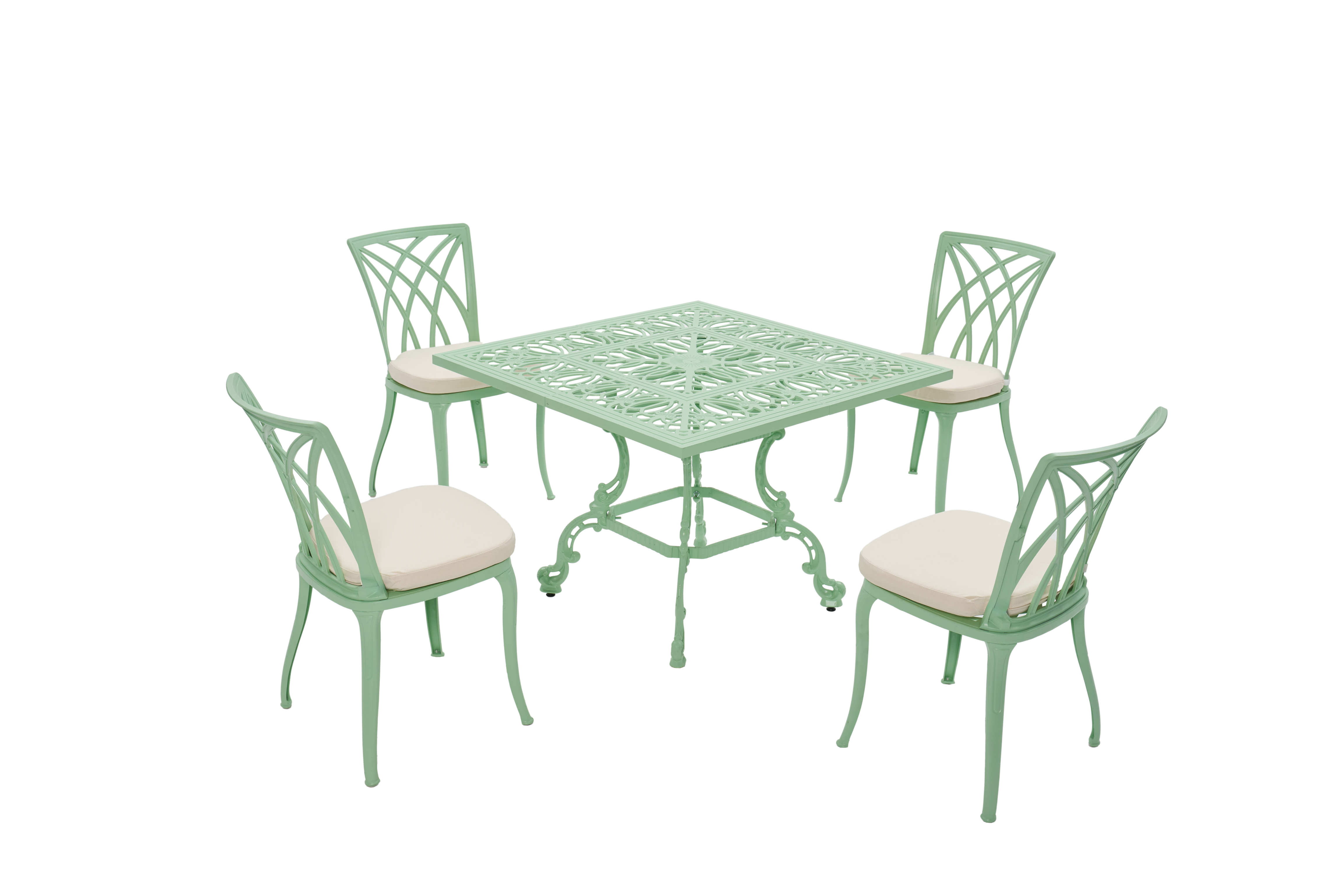 Cast Aluminum Outdoor Dining Table Set – 4 Seater