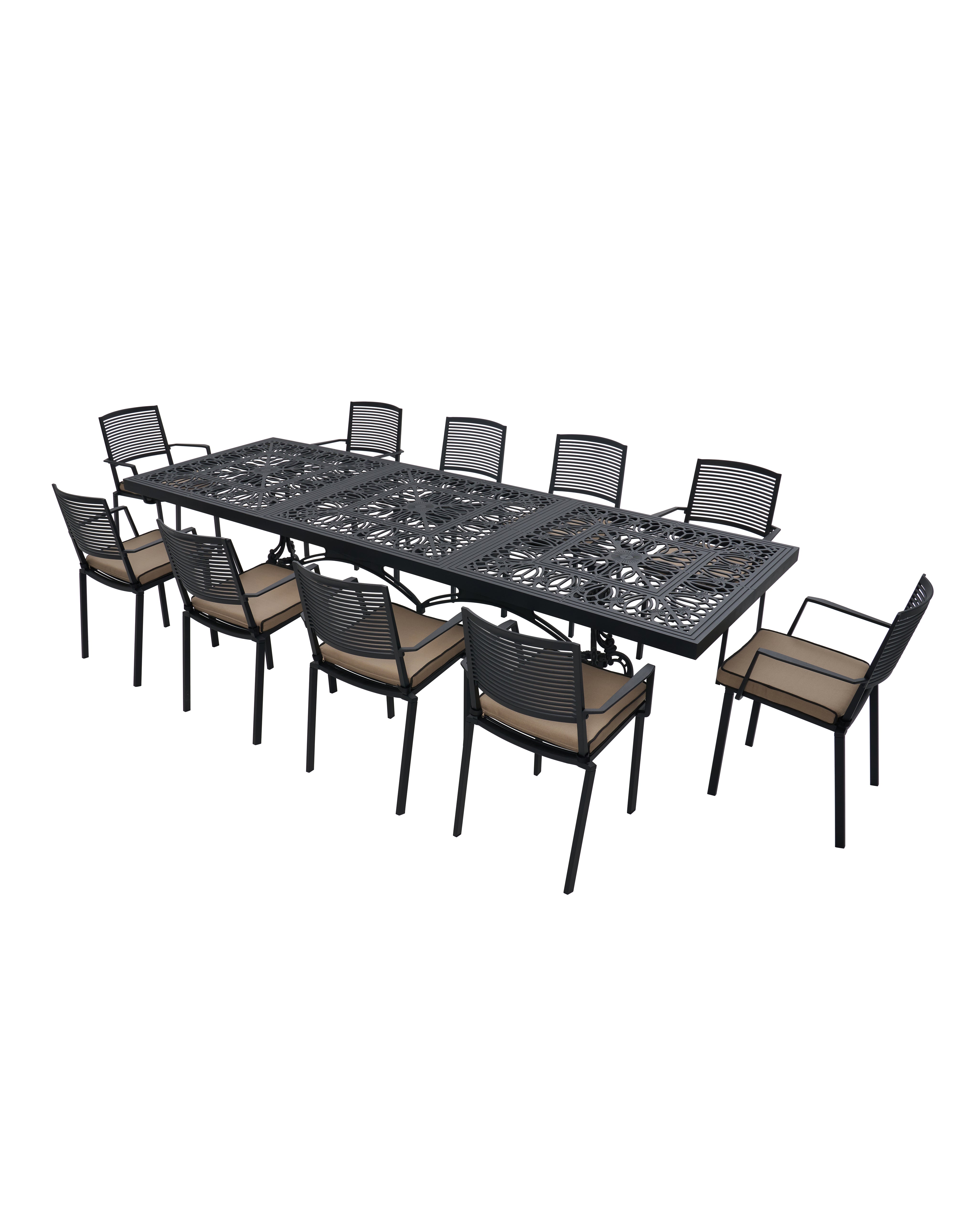 Cast Aluminum Outdoor Dining Table Set – 10 Seater
